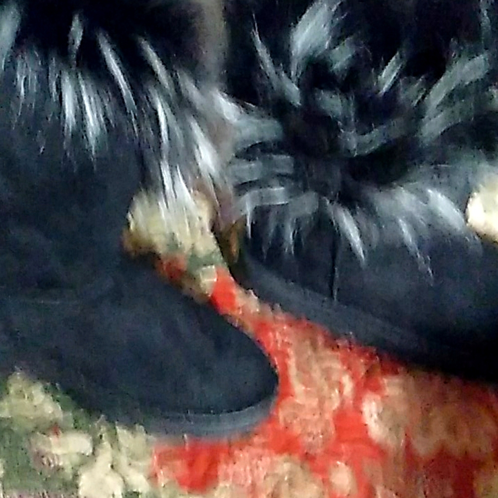Faux black fur  boots